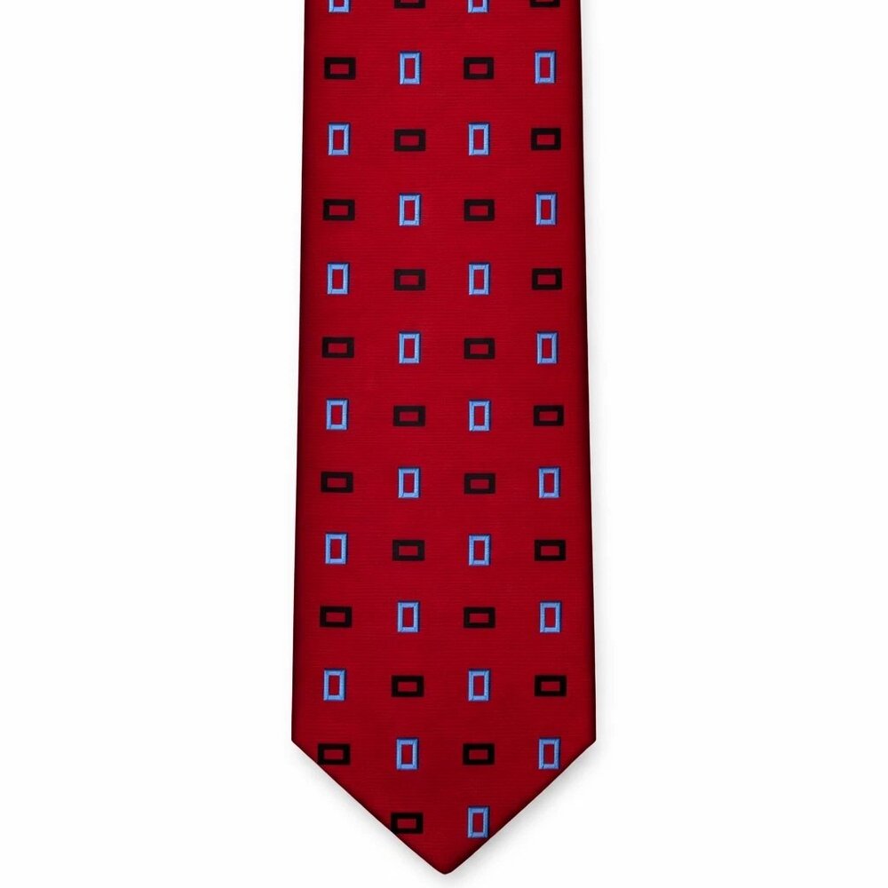 Harold Powell Red Geometric Pattern Tie